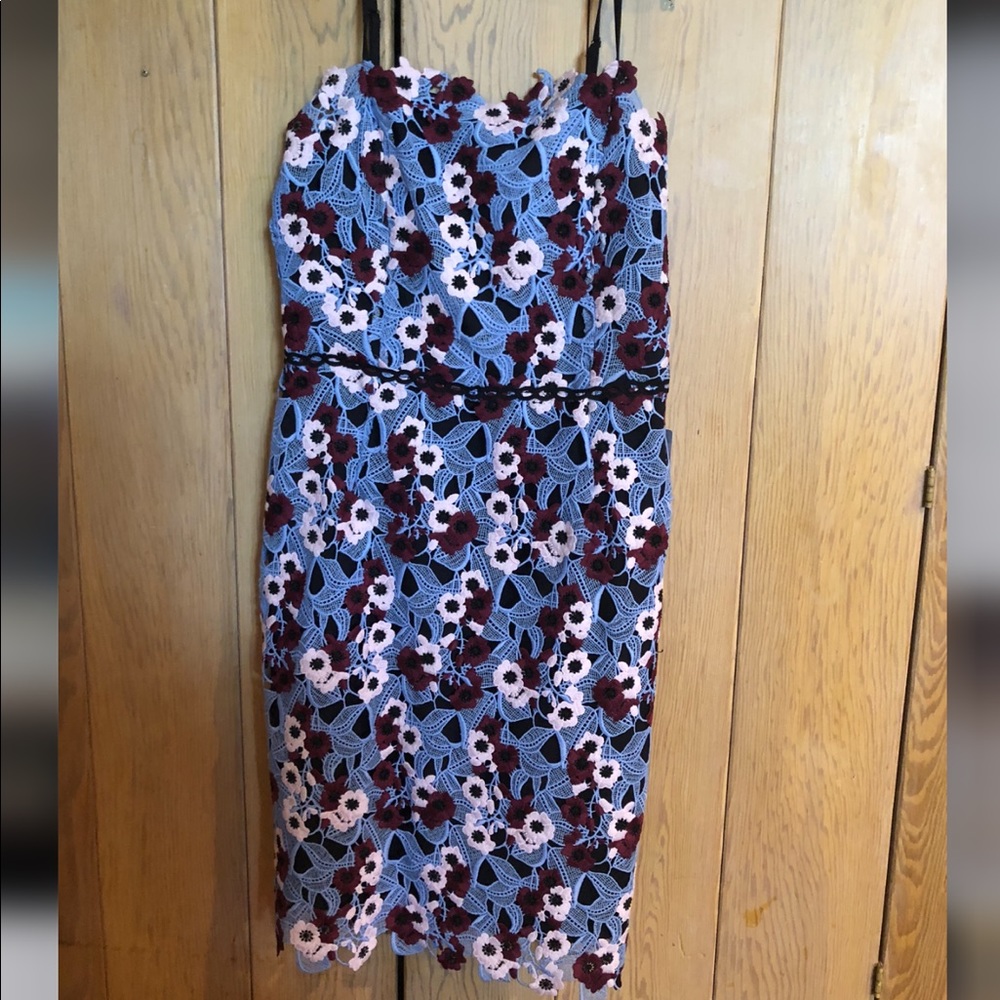 Light Blue, Black, & Wine Short Dress